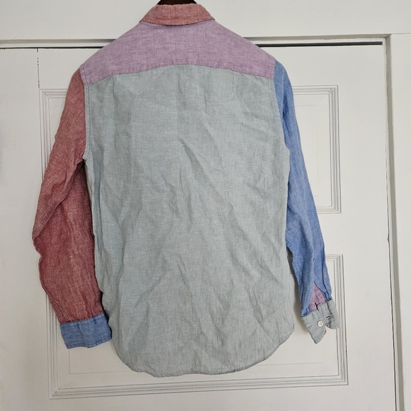 JCrew men's linen button down shirt multicolor patchwork size small - Picture 7 of 7